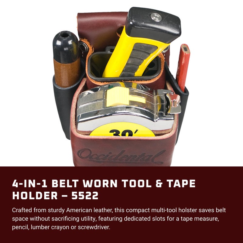 Occidental Leather Belt Worn 4 in 1 Tool/Tape Holder - Provides 4x the Tool Capacity - Includes 2003 Oxy Tool Shield - Made in USA - Image 2
